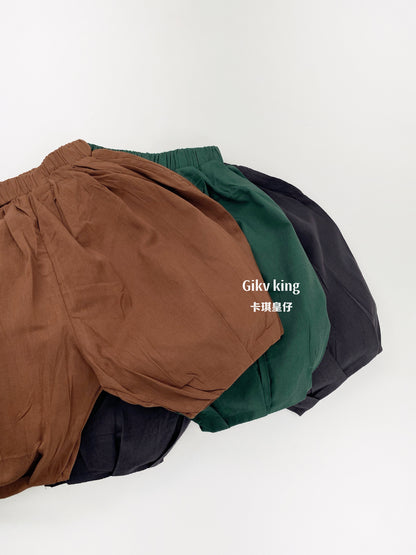 Elastic Waistband Cotton Bloomers 無地 バルーンショートパンツ【mh0012844】 Gikv king ハーフパンツ・ショートパンツ