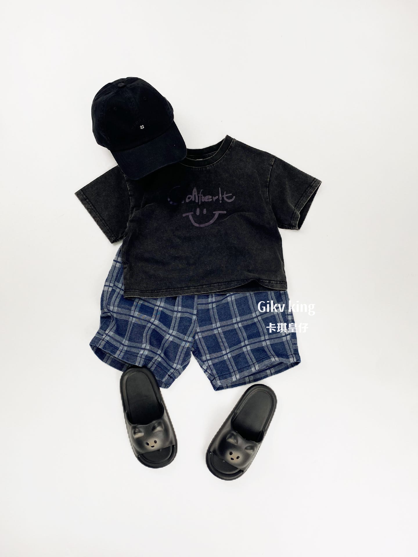 Elastic Waistband Denim Short Pants グラフチェック ハーフパンツ【mh0012842】 Gikv king ハーフパンツ・ショートパンツ