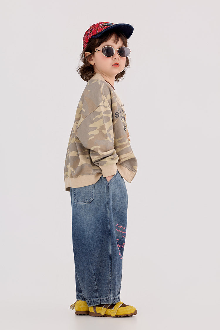 Elephant Print Wide Leg Jeans ゾウプリント ワイドデニムパンツ【mh0012393】 HEY BOOBII