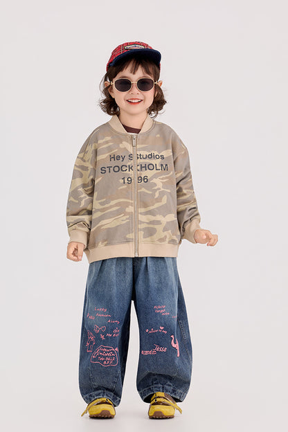 Elephant Print Wide Leg Jeans ゾウプリント ワイドデニムパンツ【mh0012393】 HEY BOOBII