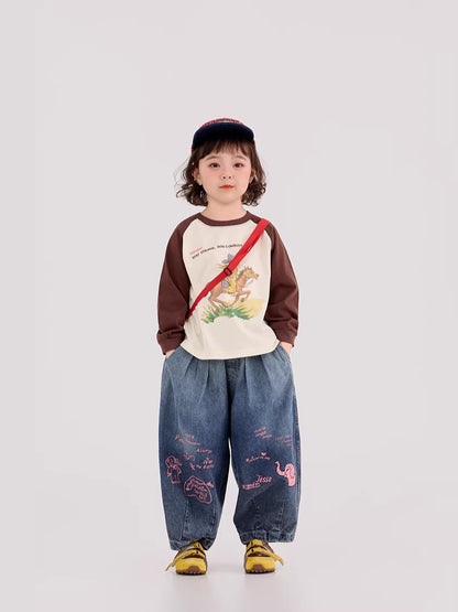 Elephant Print Wide Leg Jeans ゾウプリント ワイドデニムパンツ【mh0012393】 HEY BOOBII