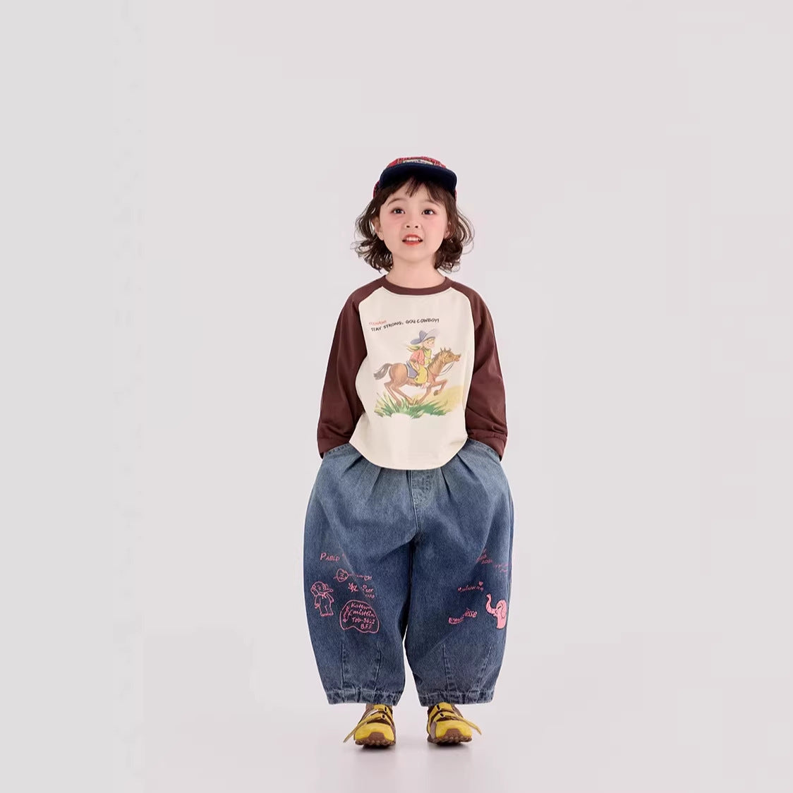 Elephant Print Wide Leg Jeans ゾウプリント ワイドデニムパンツ【mh0012393】 HEY BOOBII