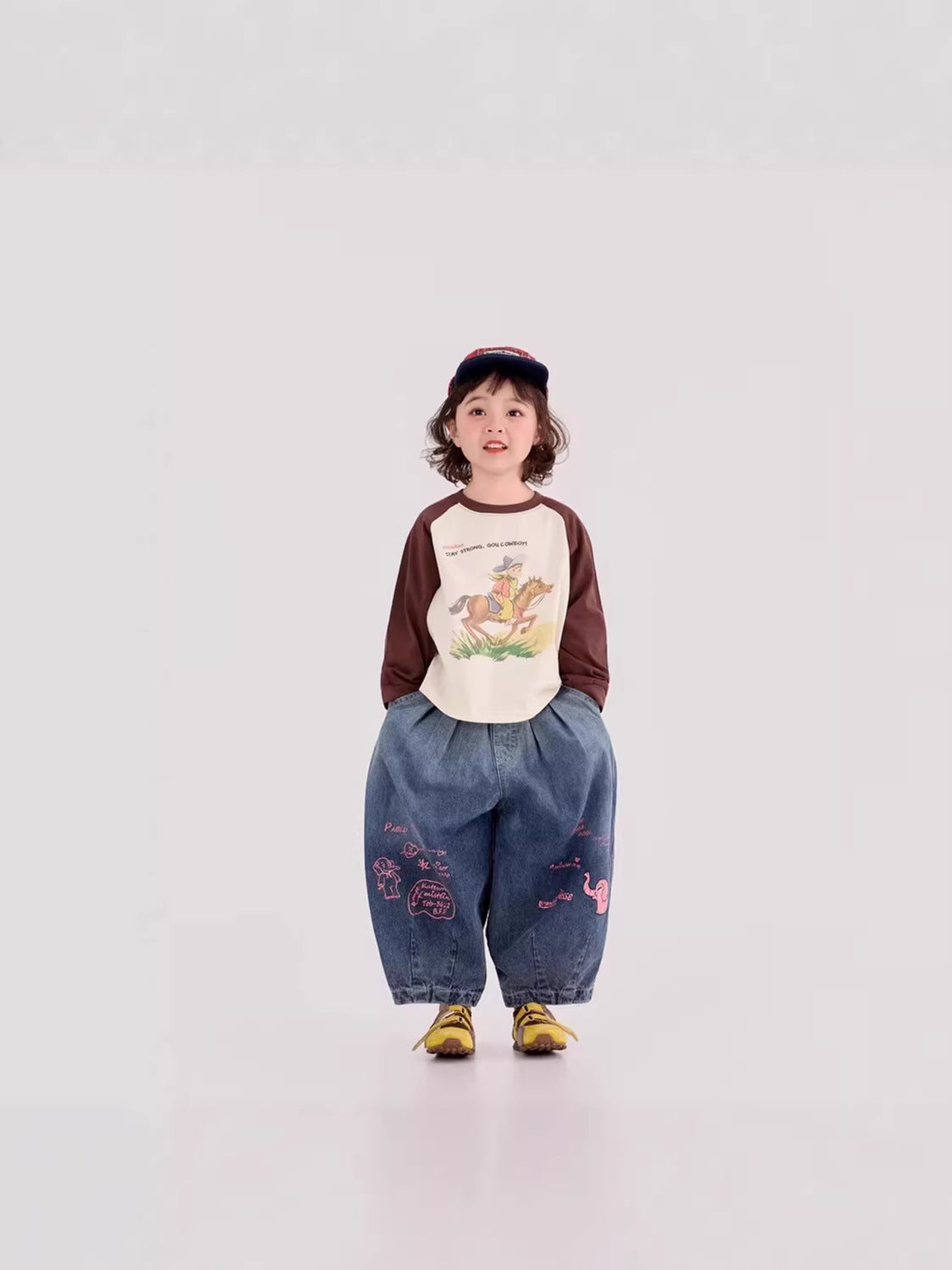 Elephant Print Wide Leg Jeans ゾウプリント ワイドデニムパンツ【mh0012393】 mamahalo shop
