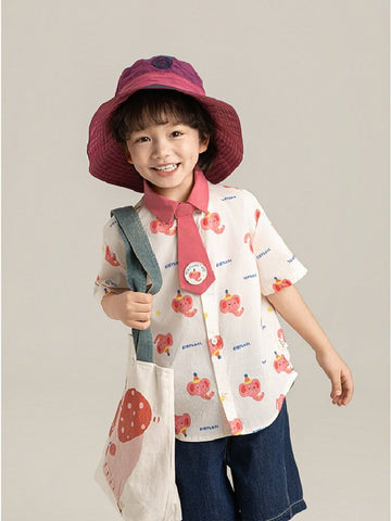 Elephant Whale Shirt ネクタイ付 アニマル 半袖シャツ【mh0012735】 YoehYaul 半袖シャツ・ブラウス