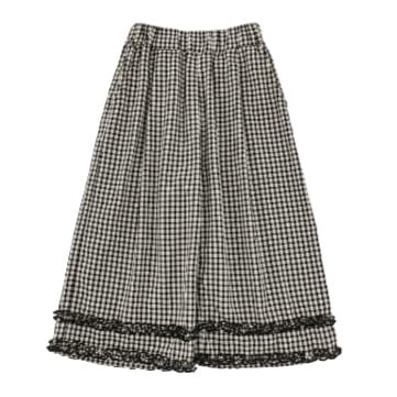 Embroidered Blouse Gingham Pants 裾刺繍 ブラウス ギンガム パンツ セットアップ【mh0012727】 Black Plaid Pants / 90cm YoehYaul 長袖セットアップ