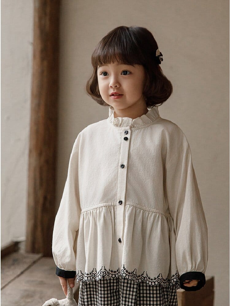 Embroidered Blouse Gingham Pants 裾刺繍 ブラウス ギンガム パンツ セットアップ【mh0012727】 YoehYaul 長袖セットアップ