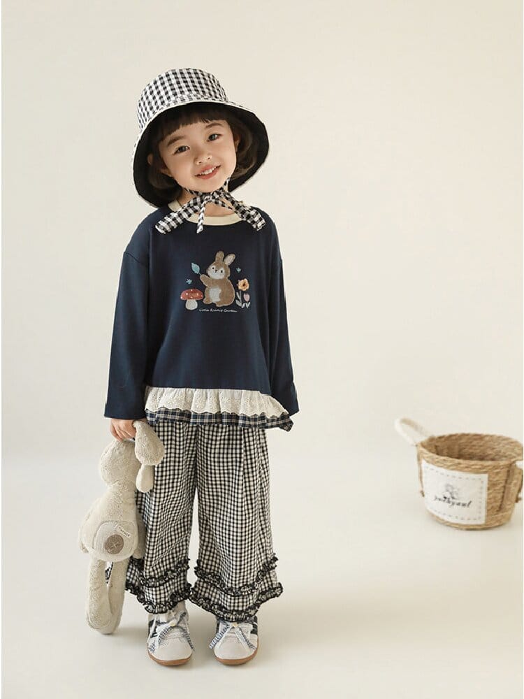 Embroidered Blouse Gingham Pants 裾刺繍 ブラウス ギンガム パンツ セットアップ【mh0012727】 YoehYaul 長袖セットアップ