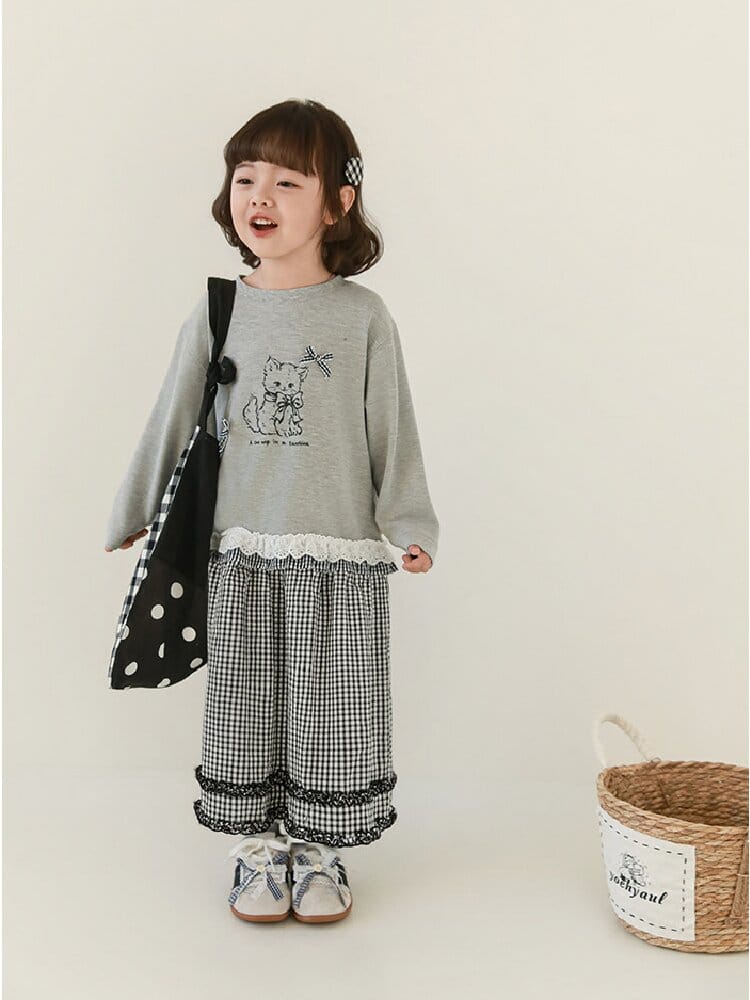 Embroidered Blouse Gingham Pants 裾刺繍 ブラウス ギンガム パンツ セットアップ【mh0012727】 YoehYaul 長袖セットアップ