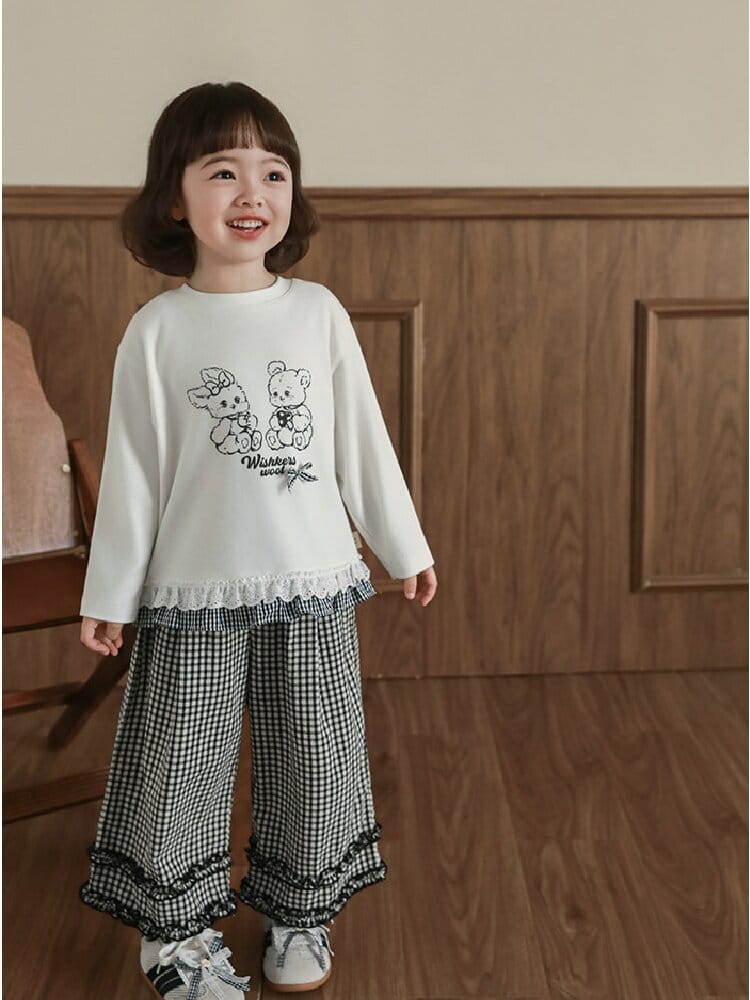 Embroidered Blouse Gingham Pants 裾刺繍 ブラウス ギンガム パンツ セットアップ【mh0012727】 YoehYaul 長袖セットアップ