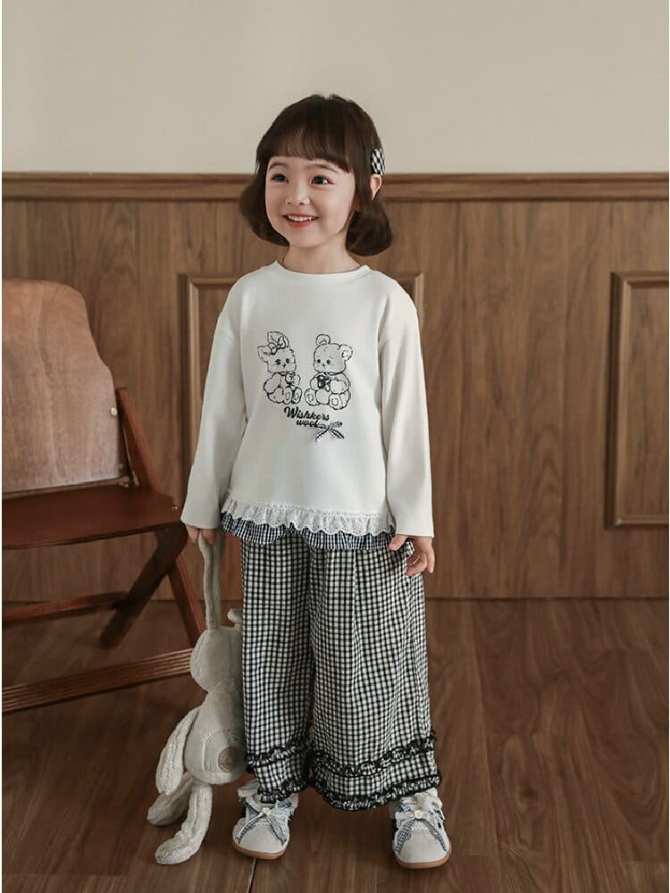 Embroidered Blouse Gingham Pants 裾刺繍 ブラウス ギンガム パンツ セットアップ【mh0012727】 YoehYaul 長袖セットアップ