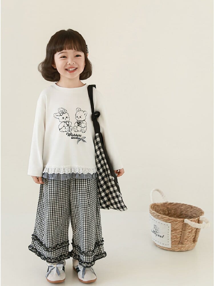 Embroidered Blouse Gingham Pants 裾刺繍 ブラウス ギンガム パンツ セットアップ【mh0012727】 YoehYaul 長袖セットアップ