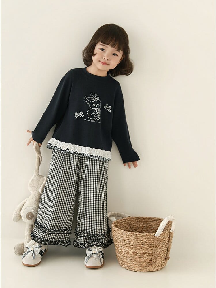 Embroidered Blouse Gingham Pants 裾刺繍 ブラウス ギンガム パンツ セットアップ【mh0012727】 YoehYaul 長袖セットアップ