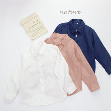Embroidered Deer Linen Blend Top ワンポイント長袖シャツ【mh0013630】 Forest Map 長袖シャツ・ブラウス