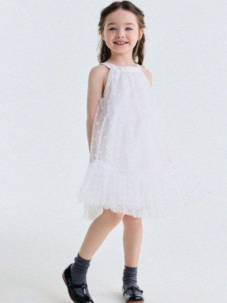 Embroidered Gauze Princess Dress フリル ノースリーブワンピース【mh0013173】 yunerma ノースリーブワンピース
