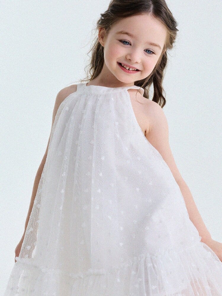 Embroidered Gauze Princess Dress フリル ノースリーブワンピース【mh0013173】 yunerma ノースリーブワンピース