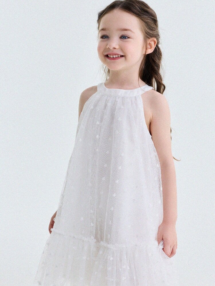 Embroidered Gauze Princess Dress フリル ノースリーブワンピース【mh0013173】 yunerma ノースリーブワンピース