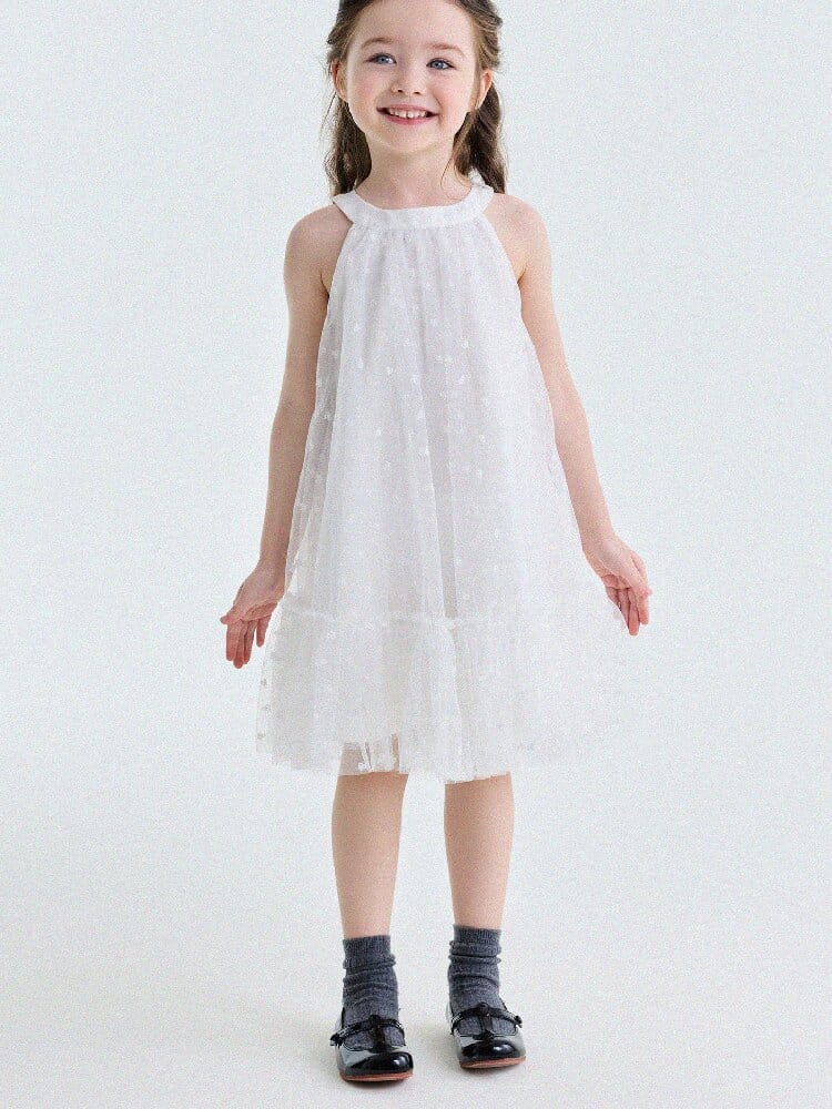 Embroidered Gauze Princess Dress フリル ノースリーブワンピース【mh0013173】 yunerma ノースリーブワンピース