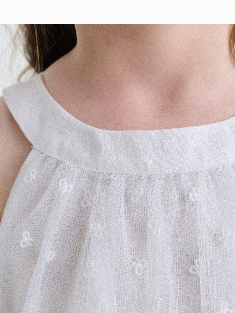 Embroidered Gauze Princess Dress フリル ノースリーブワンピース【mh0013173】 yunerma ノースリーブワンピース