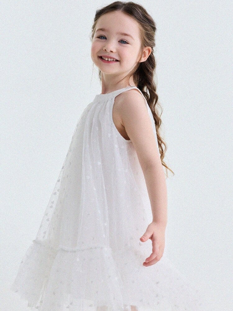 Embroidered Gauze Princess Dress フリル ノースリーブワンピース【mh0013173】 yunerma ノースリーブワンピース