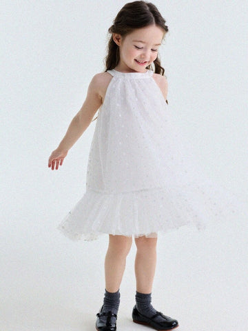 Embroidered Gauze Princess Dress フリル ノースリーブワンピース【mh0013173】 yunerma ノースリーブワンピース