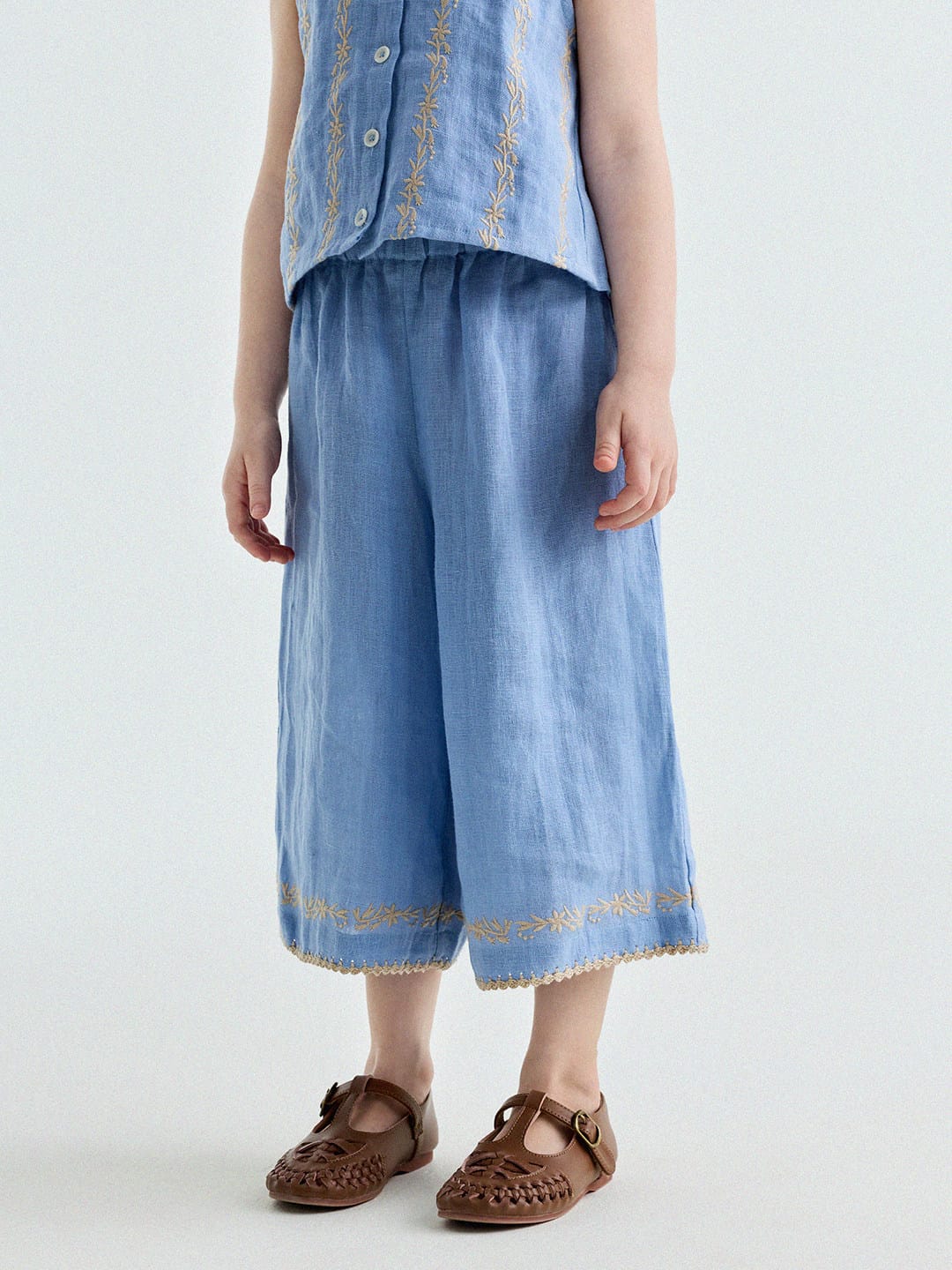 Embroidered Linen Vest and Pants Set ノースリーブ トップス ロングパンツ【mh0013182】 yunerma ノースリーブセットアップ