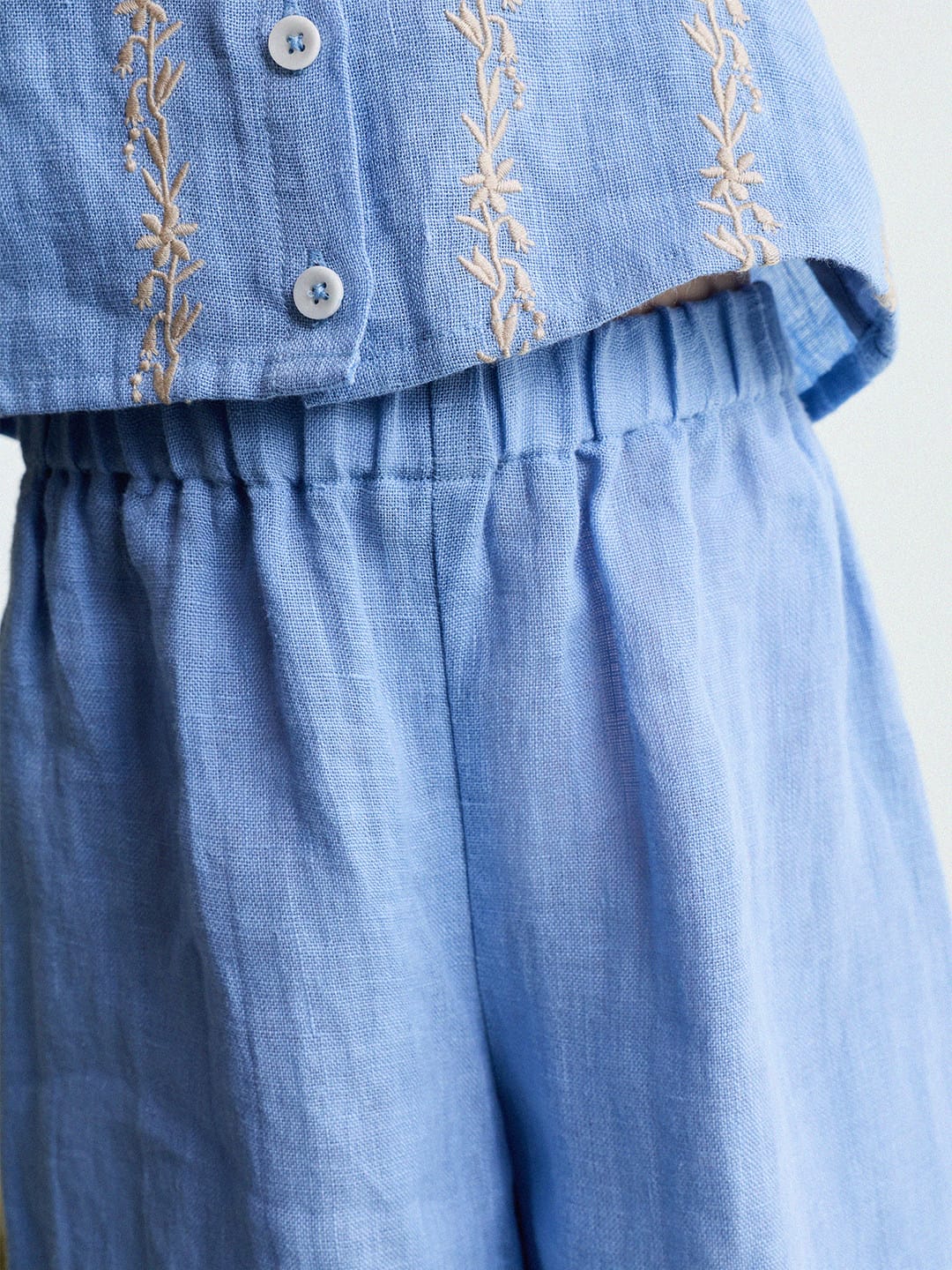Embroidered Linen Vest and Pants Set ノースリーブ トップス ロングパンツ【mh0013182】 yunerma ノースリーブセットアップ