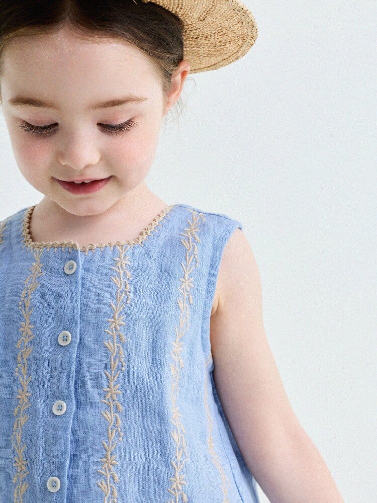 Embroidered Linen Vest and Pants Set ノースリーブ トップス ロングパンツ【mh0013182】 yunerma ノースリーブセットアップ