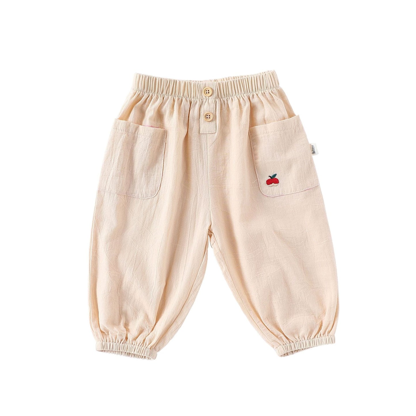 Embroidered Pocket Cotton Elastic Cuffs Long Pants アニマル ロングパンツ【mh0013594】 Apricot / 73cm Beitaoya ロングパンツ・スウェットパンツ