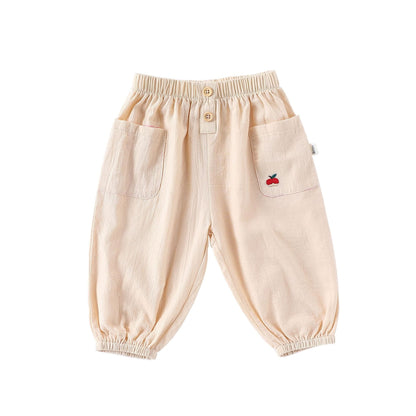 Embroidered Pocket Cotton Elastic Cuffs Long Pants アニマル ロングパンツ【mh0013594】 Apricot / 73cm Beitaoya ロングパンツ・スウェットパンツ