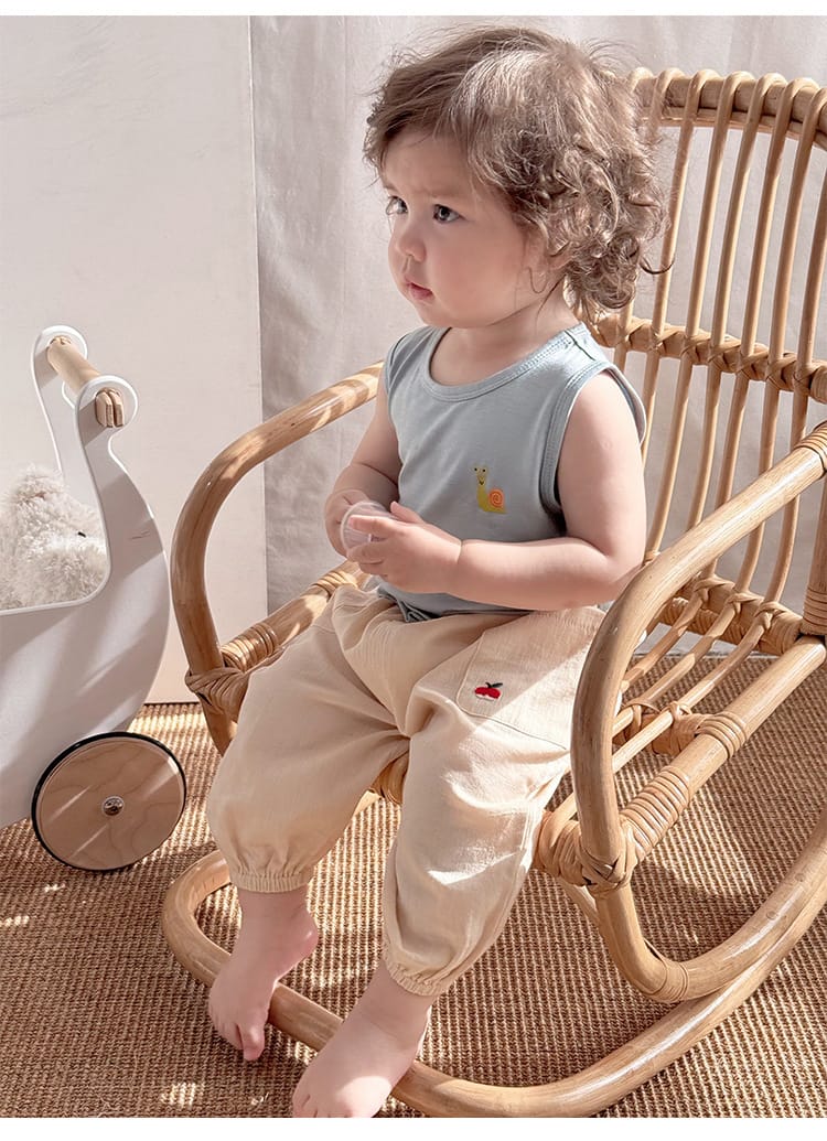 Embroidered Pocket Cotton Elastic Cuffs Long Pants アニマル ロングパンツ【mh0013594】 Beitaoya ロングパンツ・スウェットパンツ