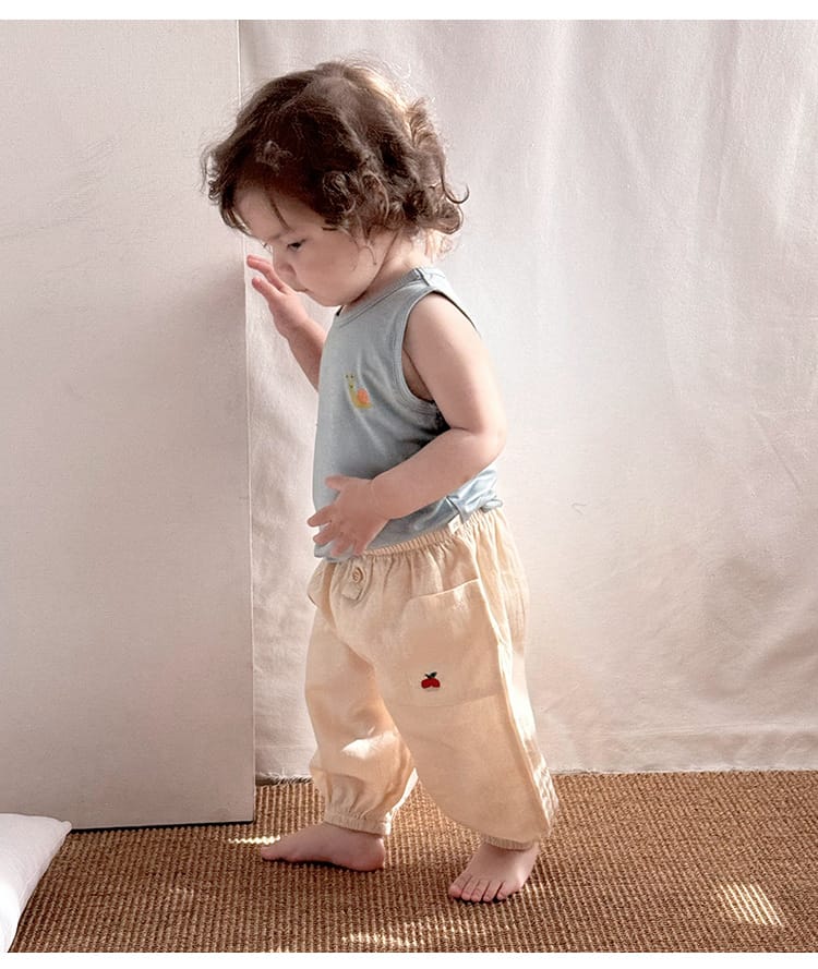Embroidered Pocket Cotton Elastic Cuffs Long Pants アニマル ロングパンツ【mh0013594】 Beitaoya ロングパンツ・スウェットパンツ
