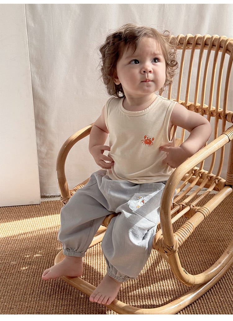 Embroidered Pocket Cotton Elastic Cuffs Long Pants アニマル ロングパンツ【mh0013594】 Beitaoya ロングパンツ・スウェットパンツ