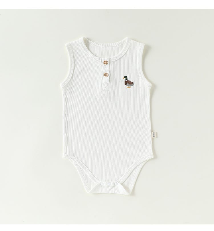 Embroidered Rib Romper 刺繍入り ノースリーブロンパース【mh0013038】 Beitaoya ノースリーブロンパース