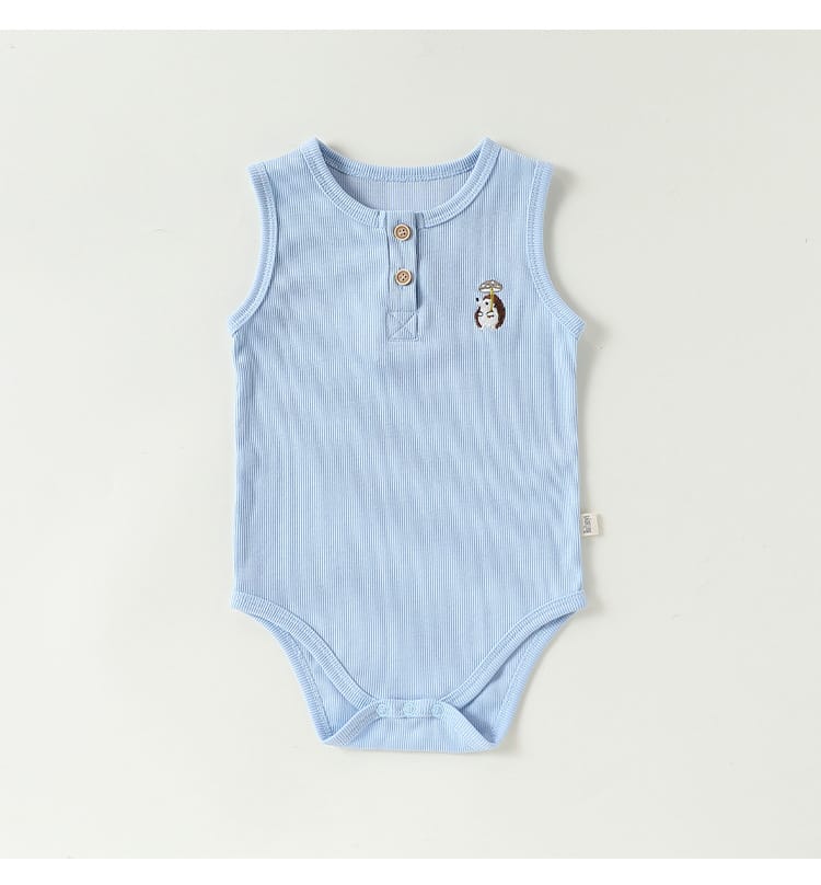 Embroidered Rib Romper 刺繍入り ノースリーブロンパース【mh0013038】 Beitaoya ノースリーブロンパース