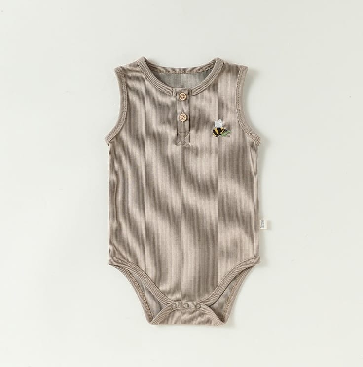 Embroidered Rib Romper 刺繍入り ノースリーブロンパース【mh0013038】 Beitaoya ノースリーブロンパース