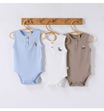 Embroidered Rib Romper 刺繍入り ノースリーブロンパース【mh0013038】 Beitaoya ノースリーブロンパース