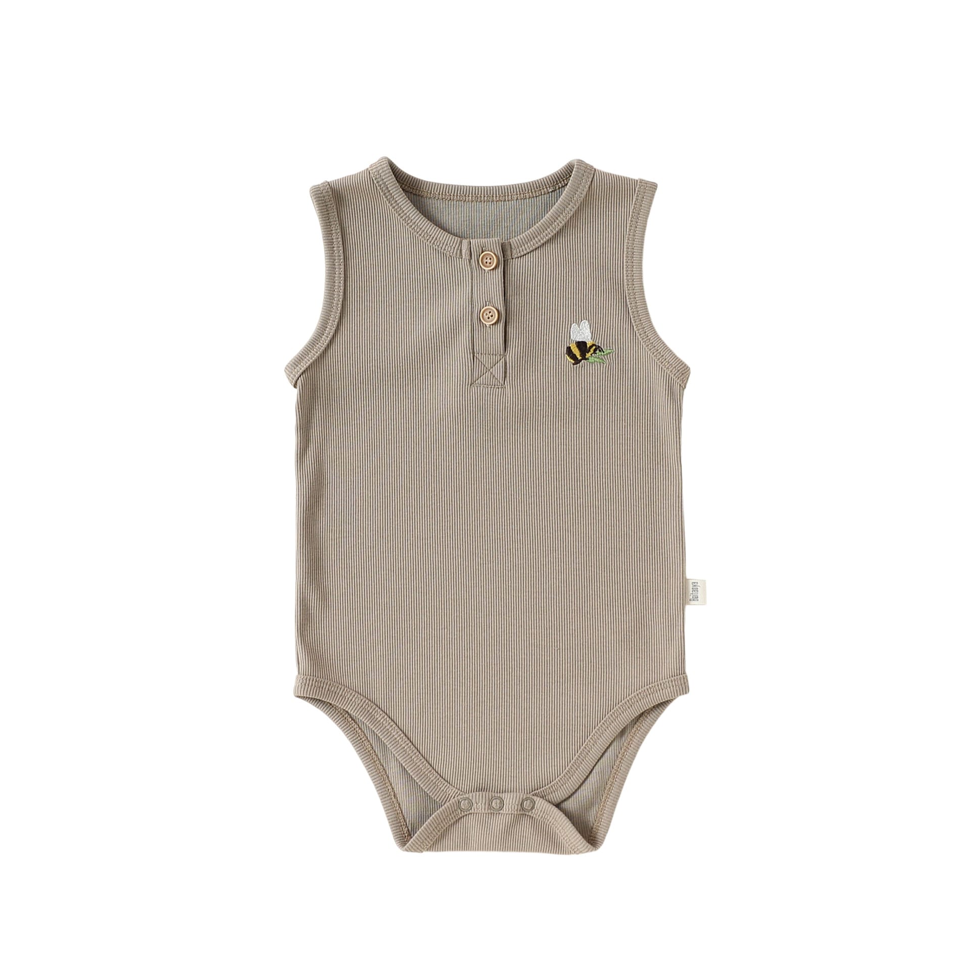 Embroidered Rib Romper 刺繍入り ノースリーブロンパース【mh0013038】 Khaki / 66cm Beitaoya ノースリーブロンパース