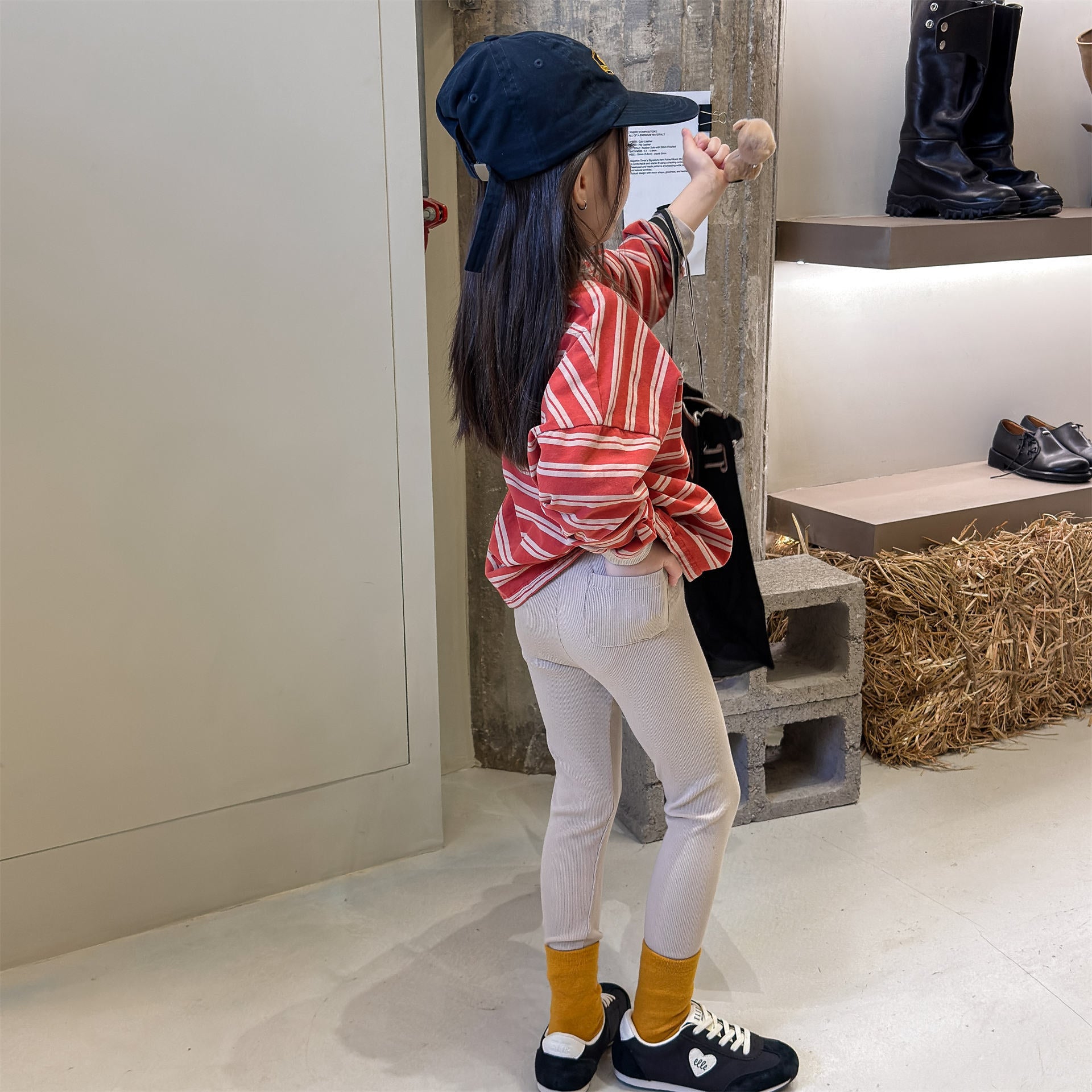 Embroidered Ribbed Leggings 01 刺繍 リブ レギンスパンツ【mh0012456】 ADbaby レギンスパンツ