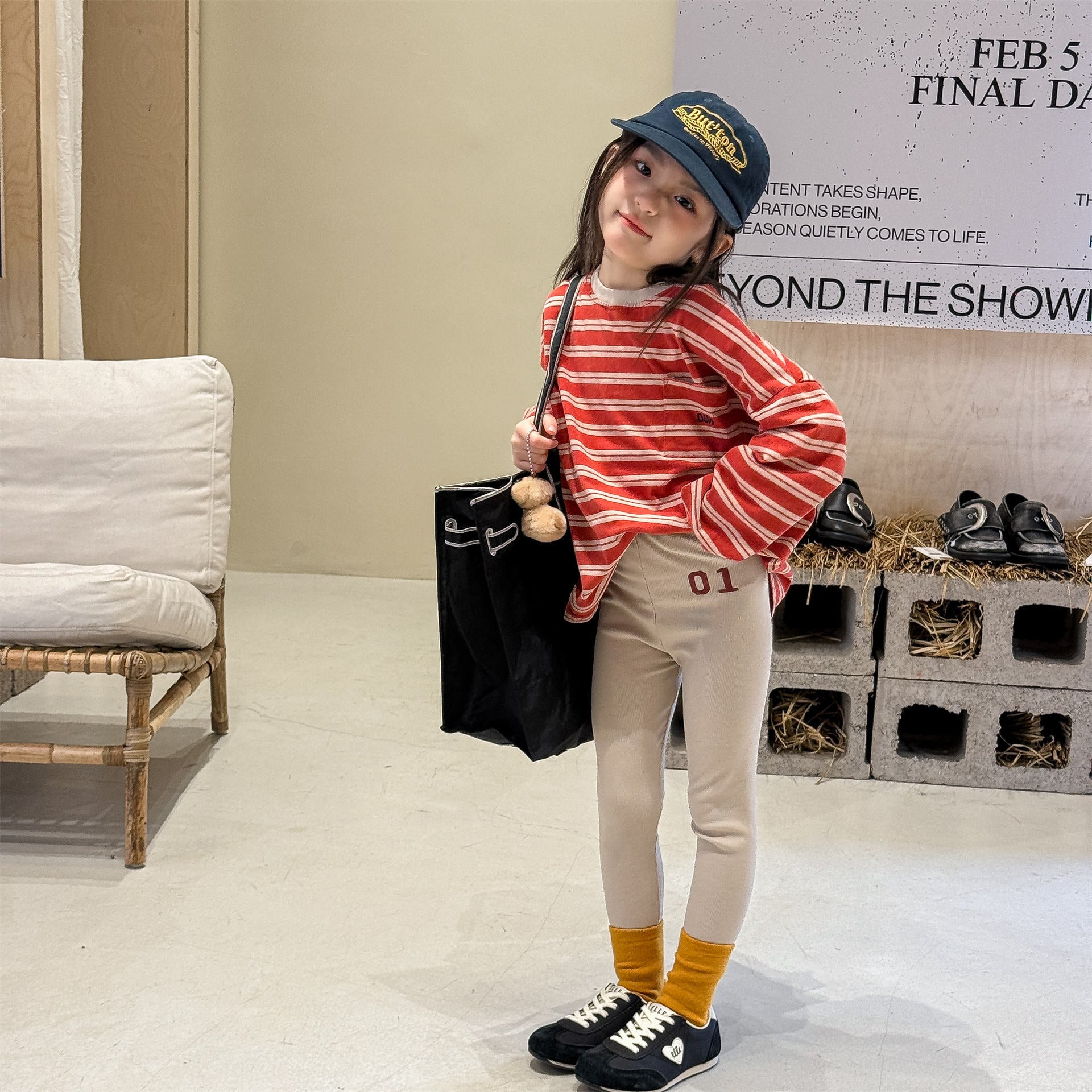 Embroidered Ribbed Leggings 01 刺繍 リブ レギンスパンツ【mh0012456】 ADbaby レギンスパンツ