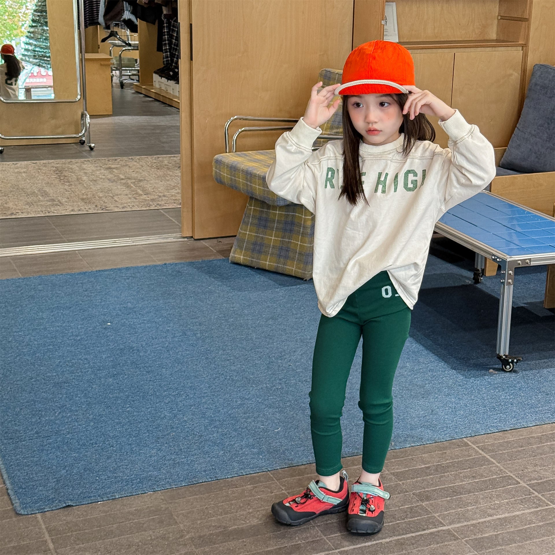 Embroidered Ribbed Leggings 01 刺繍 リブ レギンスパンツ【mh0012456】 ADbaby レギンスパンツ