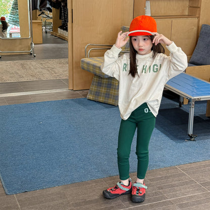 Embroidered Ribbed Leggings 01 刺繍 リブ レギンスパンツ【mh0012456】 ADbaby レギンスパンツ