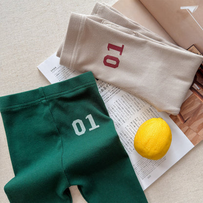 Embroidered Ribbed Leggings 01 刺繍 リブ レギンスパンツ【mh0012456】 ADbaby レギンスパンツ