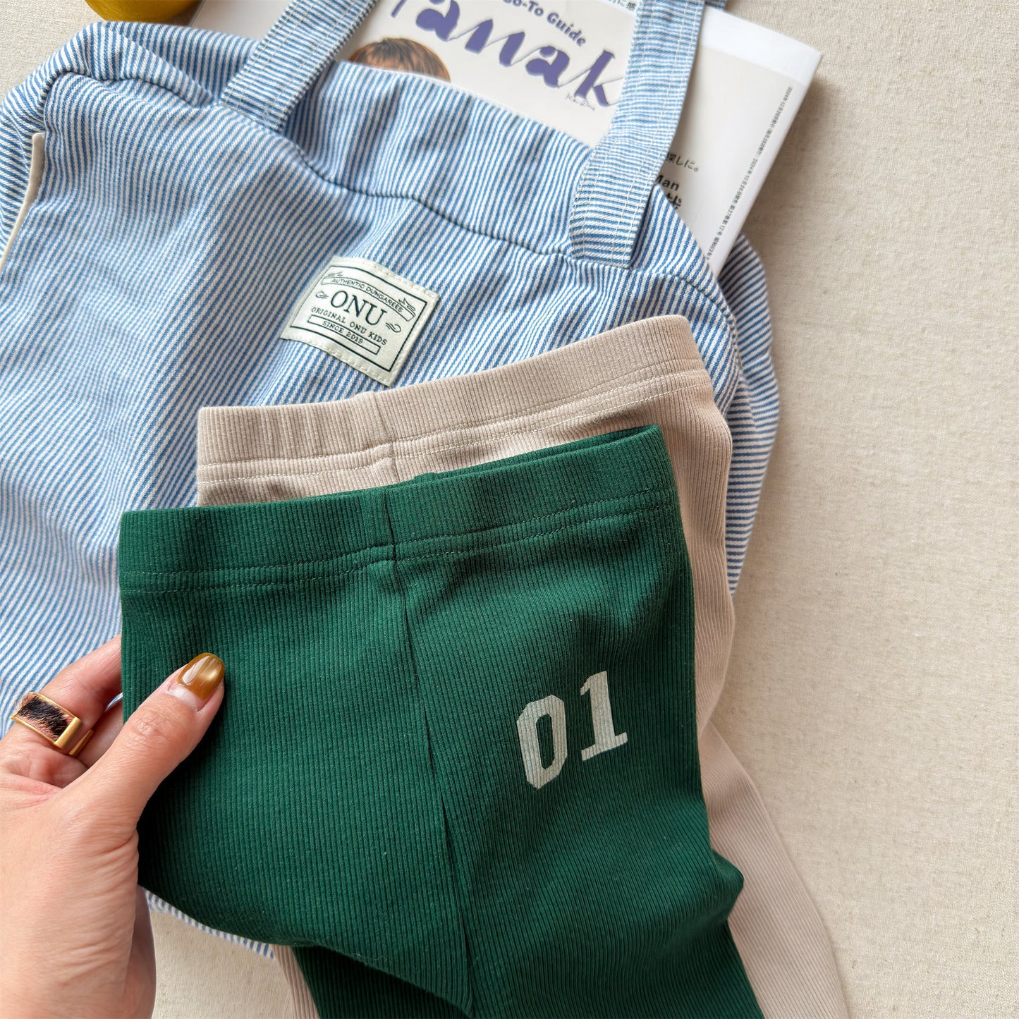 Embroidered Ribbed Leggings 01 刺繍 リブ レギンスパンツ【mh0012456】 ADbaby レギンスパンツ