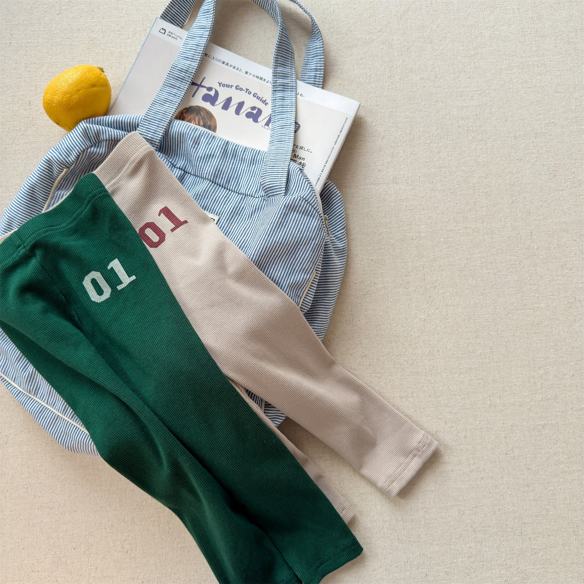 Embroidered Ribbed Leggings 01 刺繍 リブ レギンスパンツ【mh0012456】 ADbaby レギンスパンツ