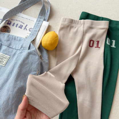 Embroidered Ribbed Leggings 01 刺繍 リブ レギンスパンツ【mh0012456】 ADbaby レギンスパンツ