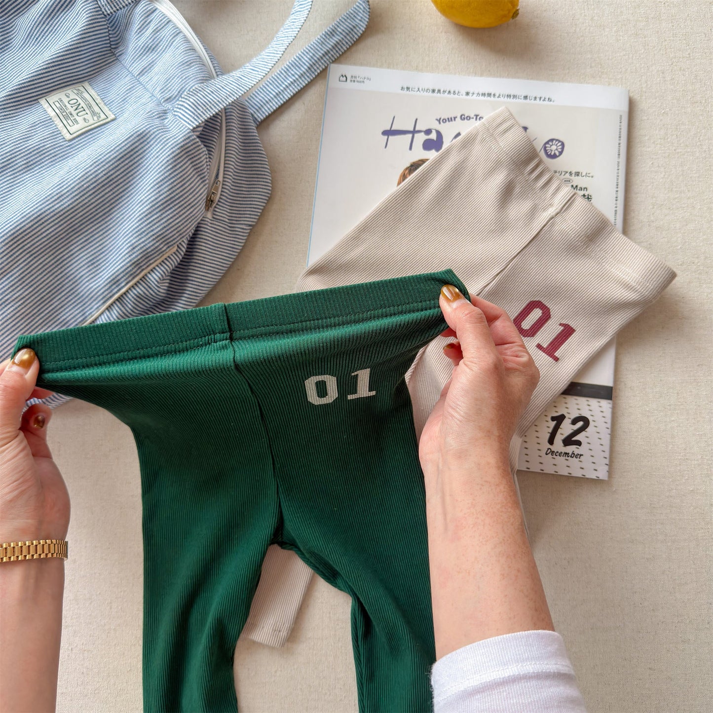 Embroidered Ribbed Leggings 01 刺繍 リブ レギンスパンツ【mh0012456】 ADbaby レギンスパンツ