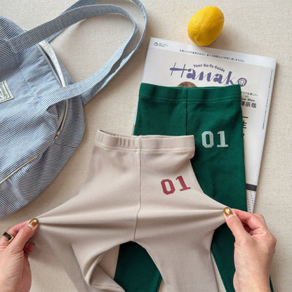 Embroidered Ribbed Leggings 01 刺繍 リブ レギンスパンツ【mh0012456】 ADbaby レギンスパンツ