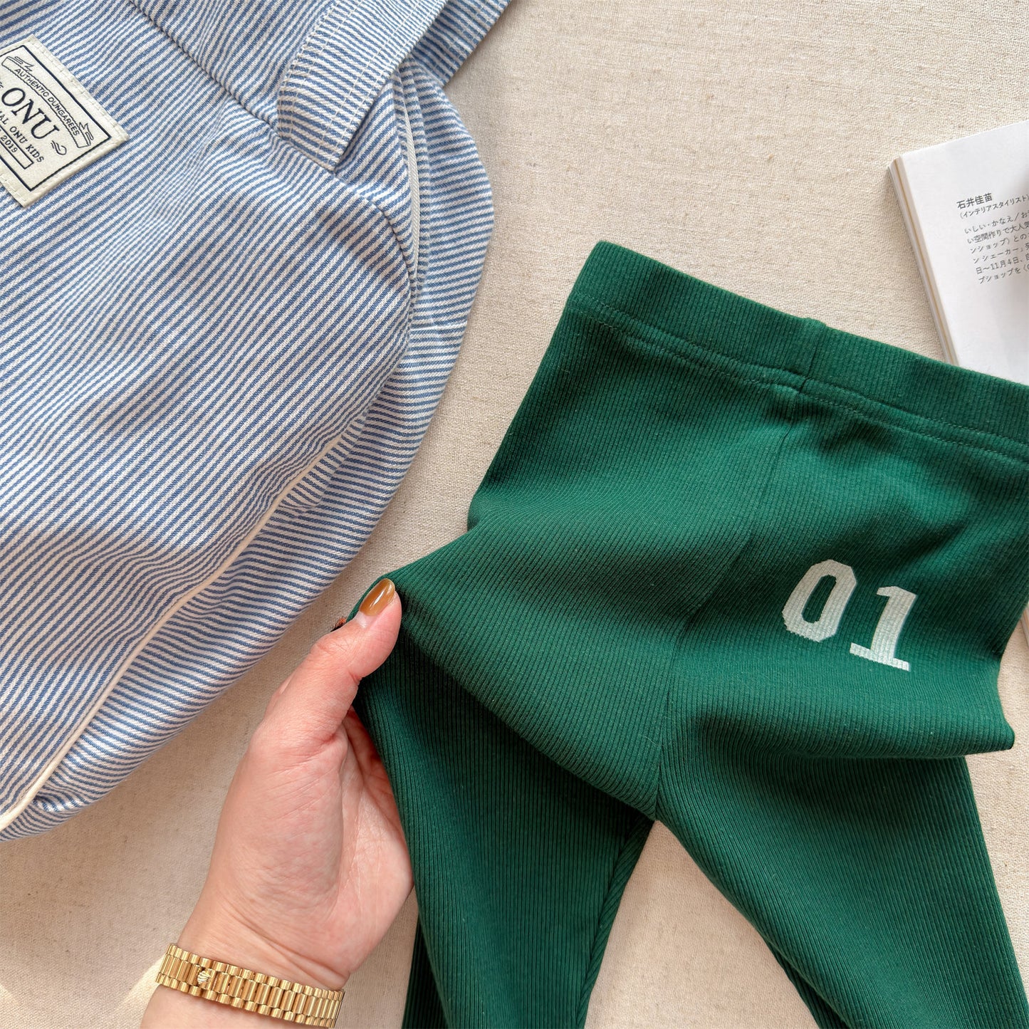 Embroidered Ribbed Leggings 01 刺繍 リブ レギンスパンツ【mh0012456】 ADbaby レギンスパンツ