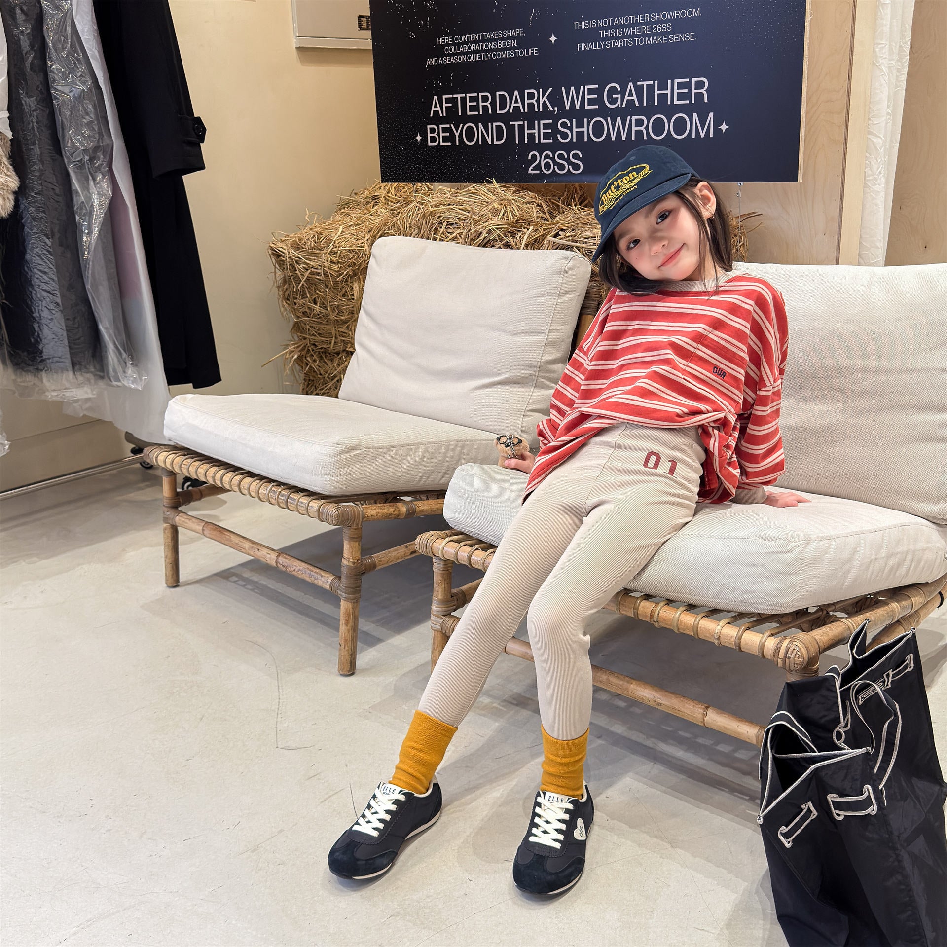 Embroidered Ribbed Leggings 01 刺繍 リブ レギンスパンツ【mh0012456】 ADbaby レギンスパンツ