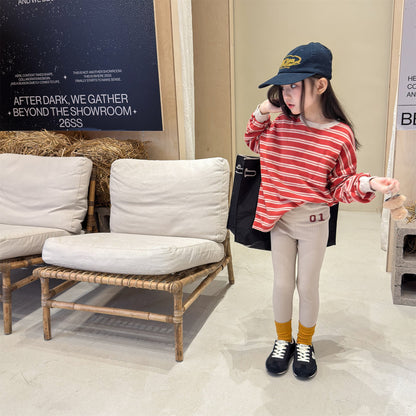 Embroidered Ribbed Leggings 01 刺繍 リブ レギンスパンツ【mh0012456】 ADbaby レギンスパンツ